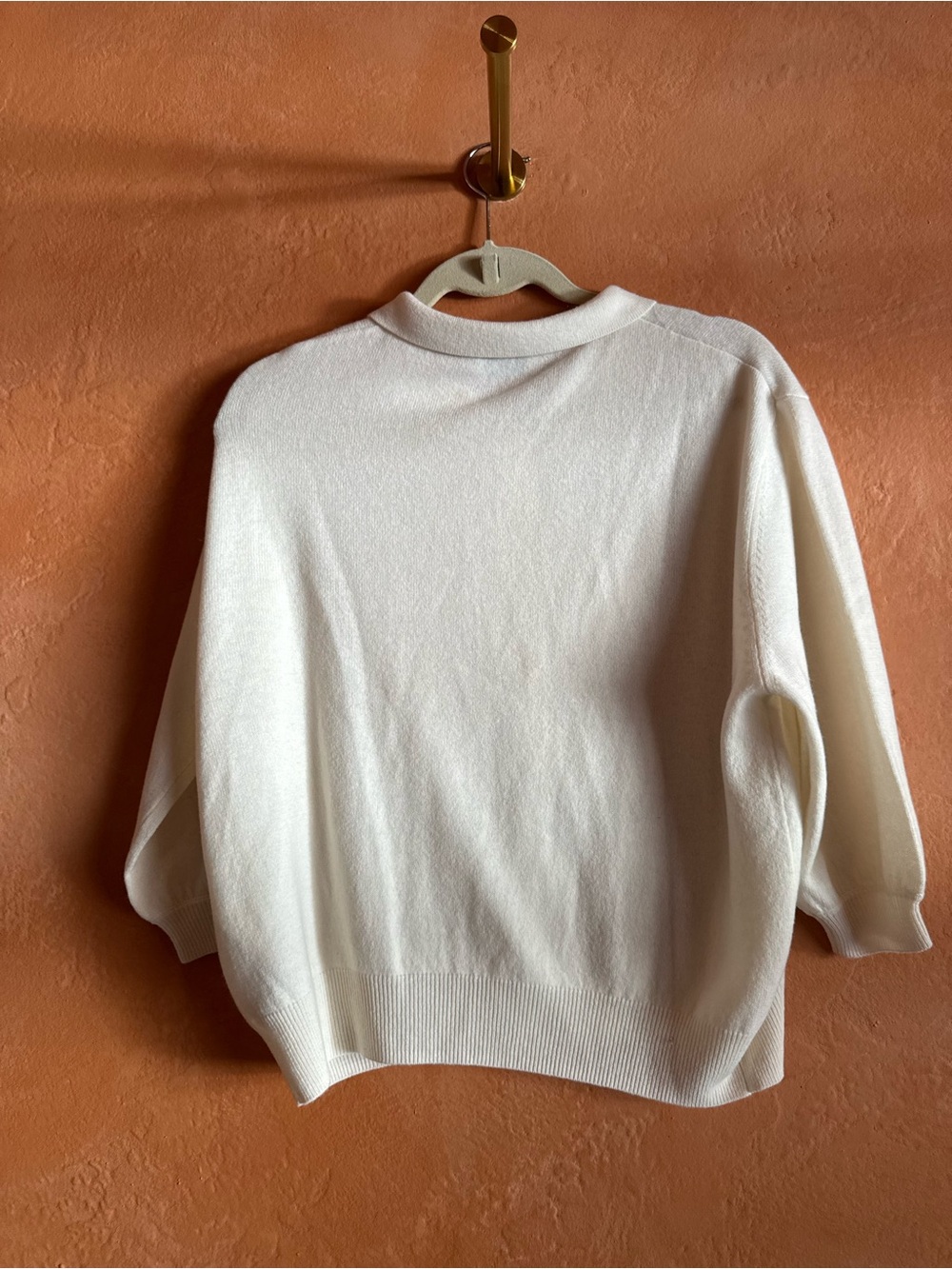 Dixie Italy 100% Wool Off White Polo Sweater Size S - Picture 6 of 8